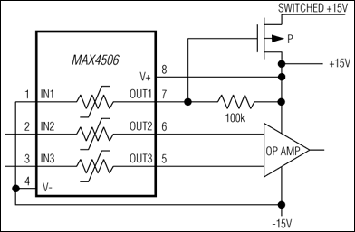 MAX4506、MAX4507：典型工作电路