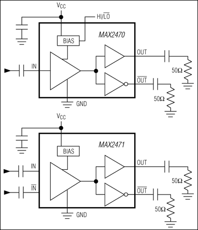 MAX2470、MAX2471：典型工作电路