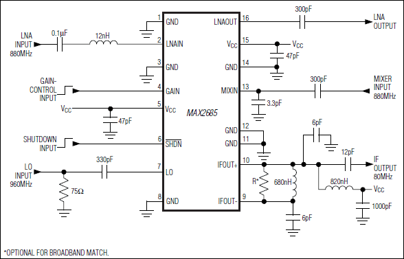 MAX2685：典型工作电路