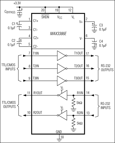 MAX3386E：典型工作电路