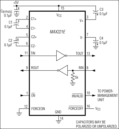 MAX221E：典型工作电路