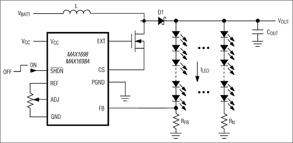MAX1698、MAX1698A：典型工作电路