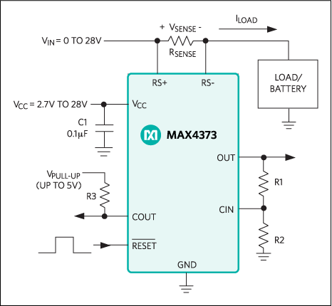 MAX4373、MAX4374、MAX4375：典型工作电路