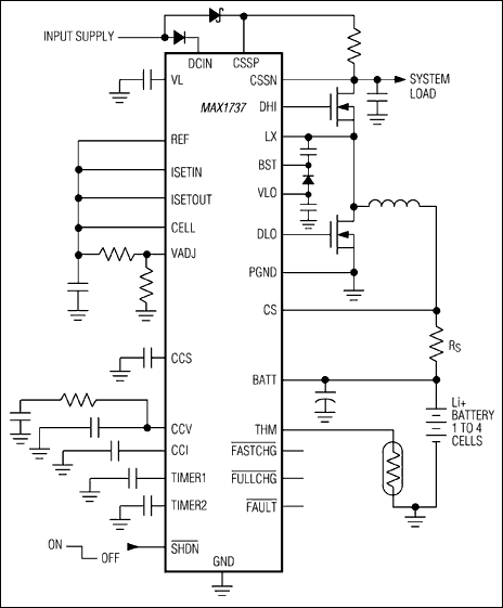 MAX1737：典型工作电路