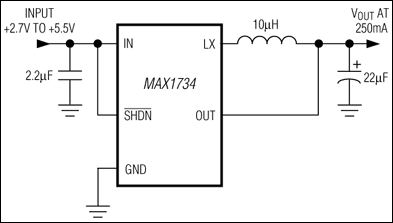 MAX1733、MAX1734：典型工作电路