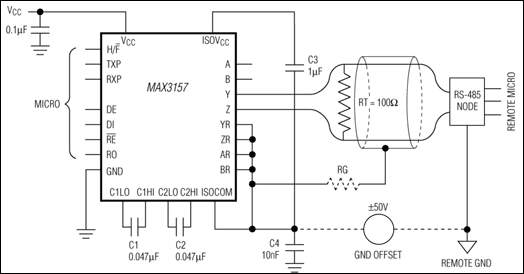 MAX3157：典型工作电路