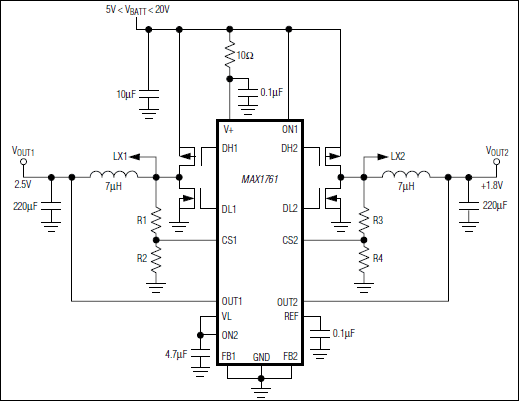 MAX1761：典型应用电路