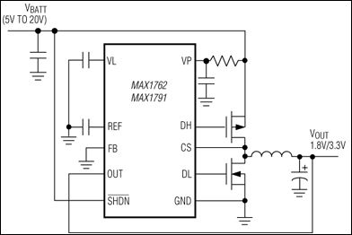 MAX1762、MAX1791：典型工作电路