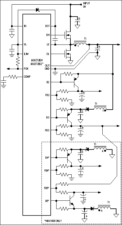 MAX1864、MAX1865：典型工作电路