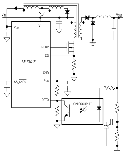 MAX5014、MAX5015：典型工作电路