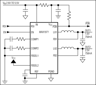 MAX1970、MAX1971、MAX1972：典型工作电路