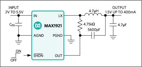 MAX1920、MAX1921：典型工作电路