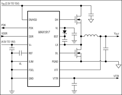 MAX1917：典型工作电路