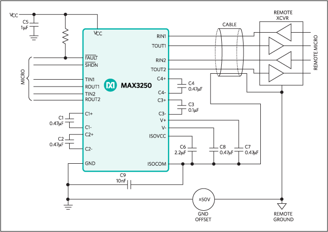 MAX3250：典型工作电路