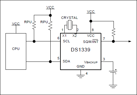 DS1339、DS1339C、DS1339U：典型工作电路