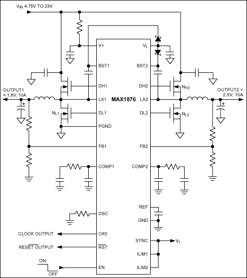 MAX1875、MAX1876：典型工作电路