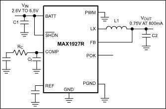 MAX1927、MAX1928：典型工作电路