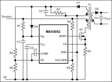 MAX5052、MAX5053：典型工作电路