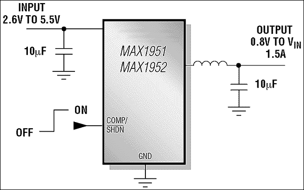 MAX1951、MAX1952：典型工作电路