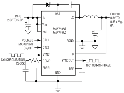 MAX1945R、MAX1945S：典型工作电路