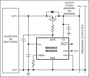 MAX8535、MAX8536、MAX8585：典型工作电路