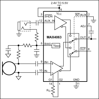 MAX4063：典型工作电路