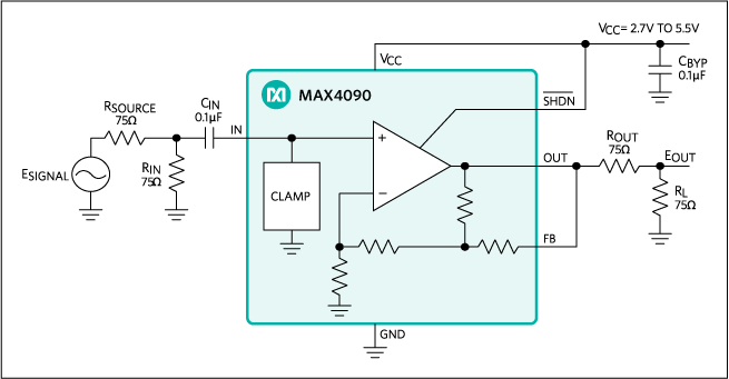 MAX4090：典型工作电路