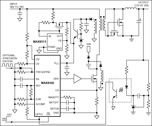 MAX8540、MAX8541：典型工作电路