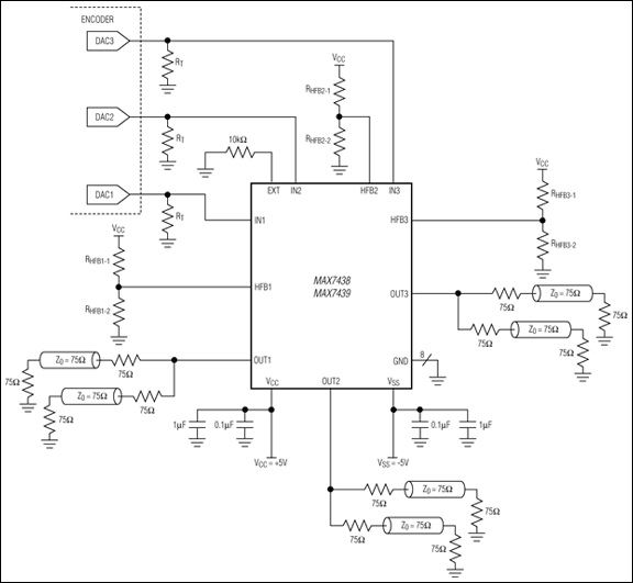 MAX7438、MAX7439：典型工作电路