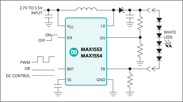 MAX1553、MAX1554：典型工作电路