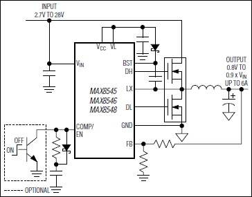 MAX8545、MAX8546、MAX8548：典型工作电路