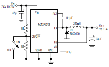 MAX5033：典型工作电路