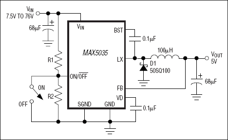 MAX5035：典型工作电路