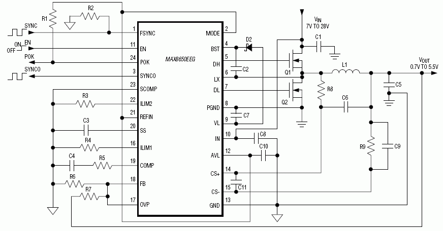 MAX8650：典型工作电路