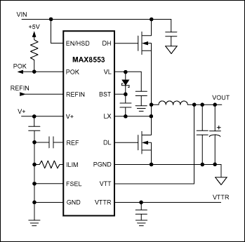 MAX8553、MAX8554：典型工作电路