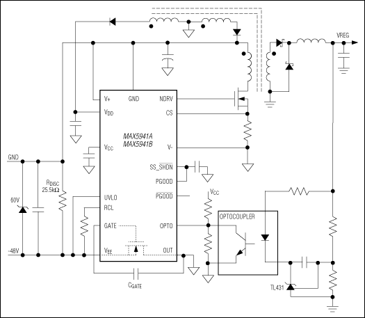 MAX5941A、MAX5941B：典型工作电路