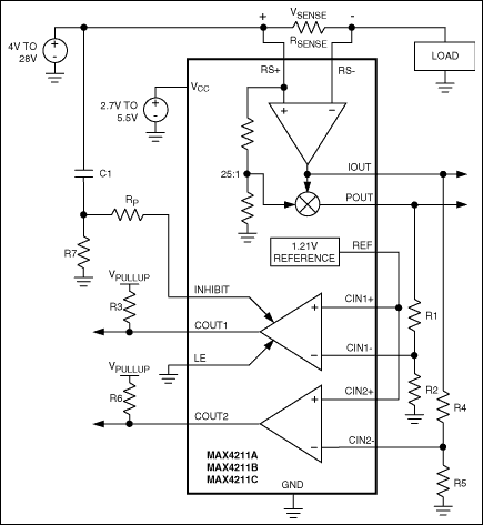 MAX4210、MAX4211：典型工作电路