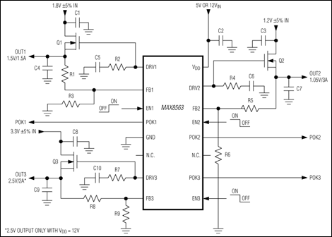 MAX8563、MAX8564、MAX8564A：典型工作电路