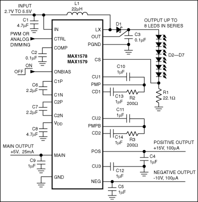 MAX1578、MAX1579：典型应用电路