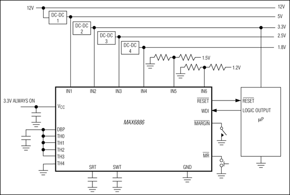 MAX6886：典型工作电路