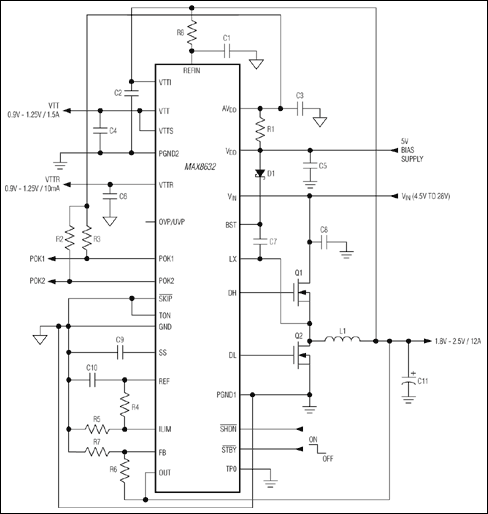 MAX8632：典型工作电路