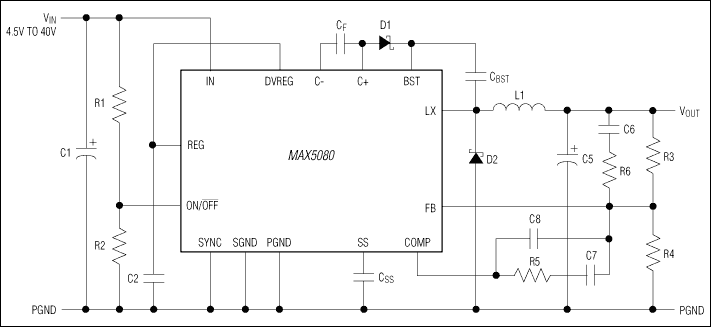 MAX5080、MAX5081：典型工作电路