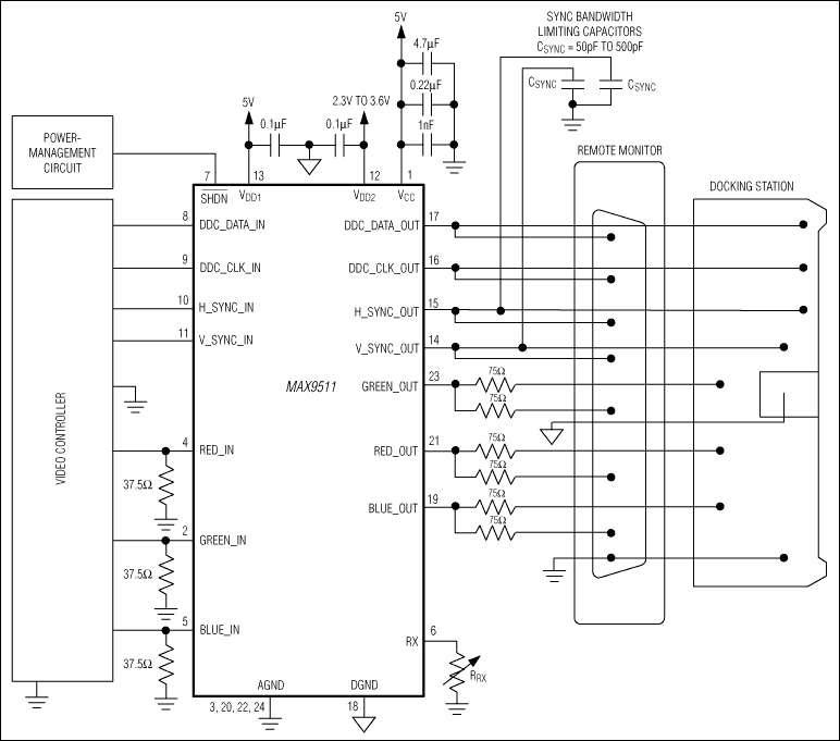 MAX9511：典型工作电路