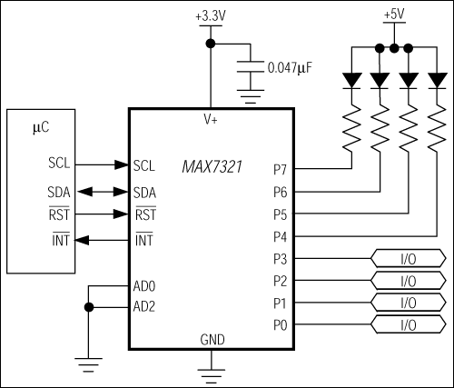 MAX7321：典型工作电路