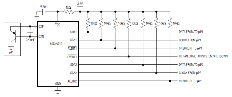 MAX6638：典型工作电路