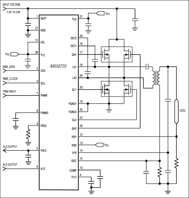 MAX8759：最简工作电路