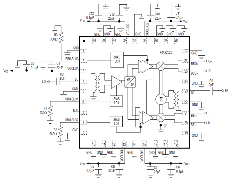 MAX2023：典型应用电路