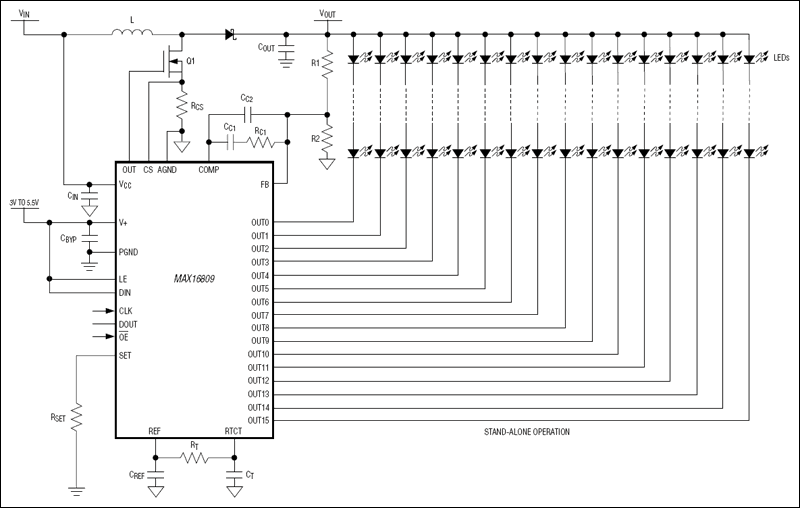 MAX16809、MAX16810：典型工作电路