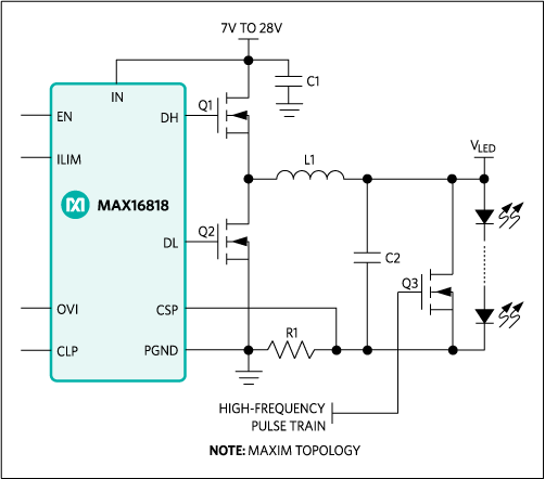 MAX16818：简化框图