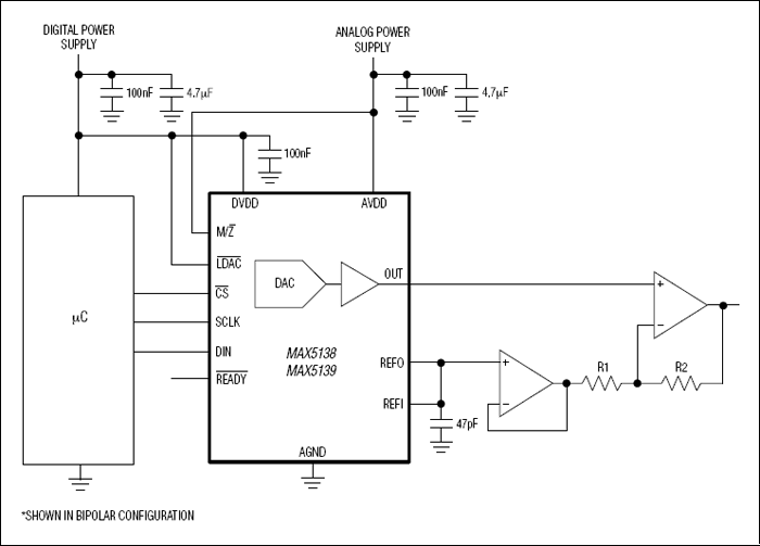 MAX5138、MAX5139：典型工作电路